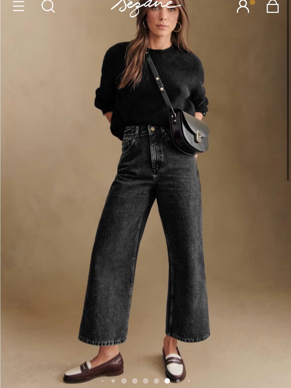 Sezane Le crop denim 40 Middle Grey